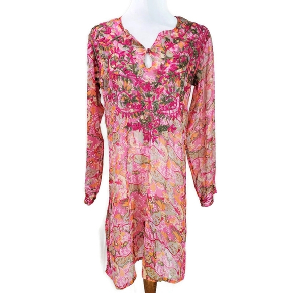 Raj Other - Raj Embroidered 100% Silk Tunic or Swim Coverup